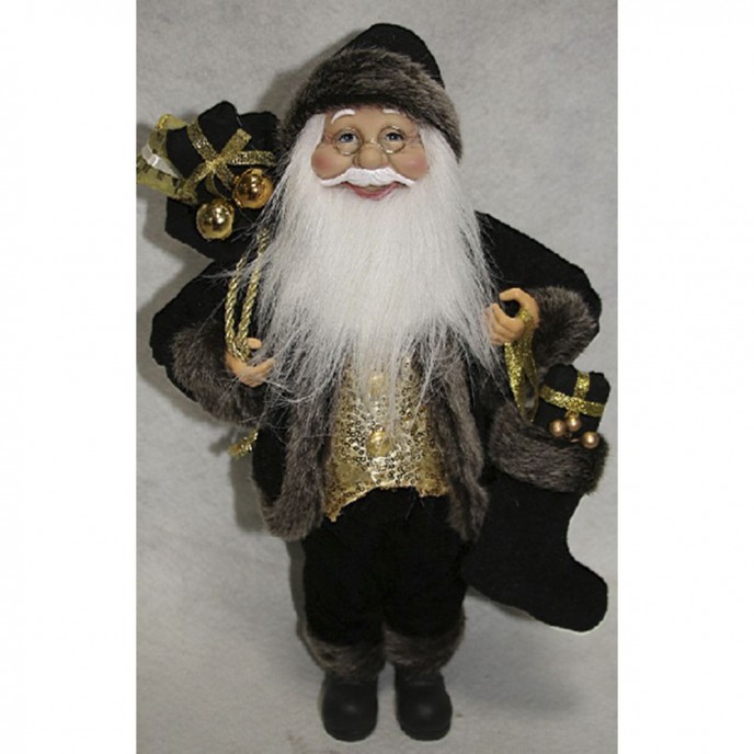  SANTA WITH BLACK VELVET CLOTHES CARRYING GIFTS 60CM 