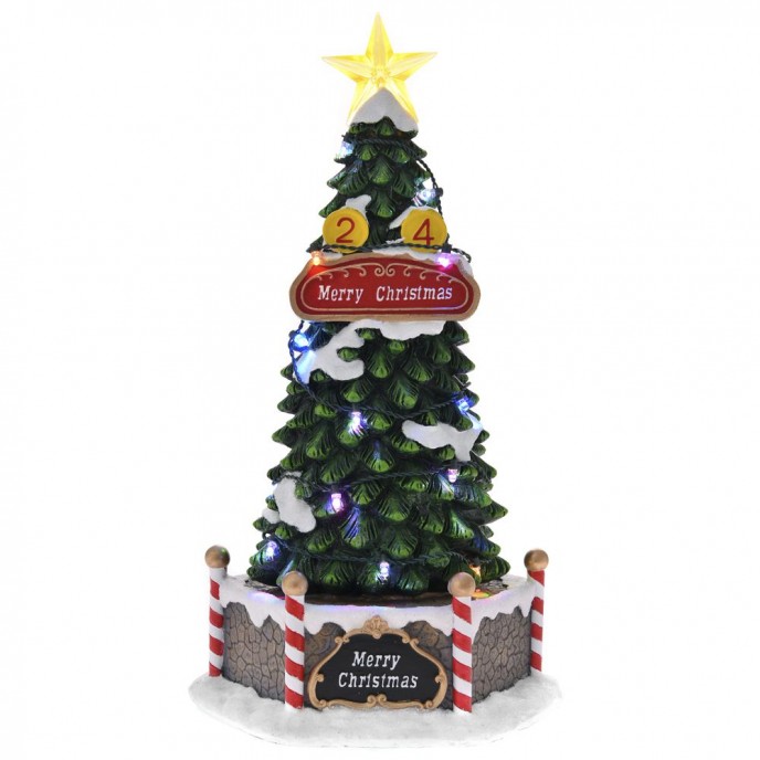  POLYRESIN TREE WITH LIGHT LED17X15.5X31CM.+MUSIC+MOVING 