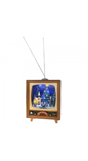  CHRISTMAS RETRO TV ANIMATED WITH LIGHTS AND MUSIC 38X20X51CM