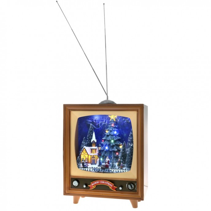  CHRISTMAS RETRO TV ANIMATED WITH LIGHTS AND MUSIC 38X20X51CM 