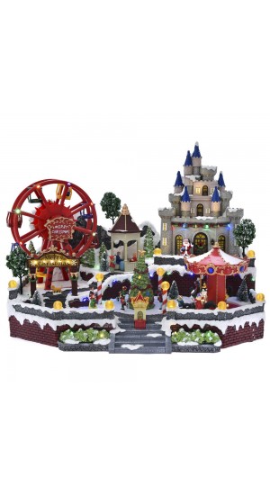  CHRISTMAS AMUSEMENT PARK ANIMATED WITH LIGHTS AND MUSIC 51X37X39CM