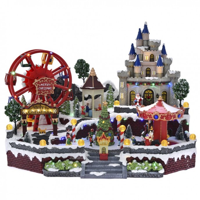  CHRISTMAS AMUSEMENT PARK ANIMATED WITH LIGHTS AND MUSIC 51X37X39CM 