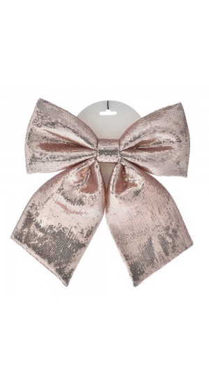  ROSE GOLD FABRIC RIBBON 30X32CM WITH TINSEL