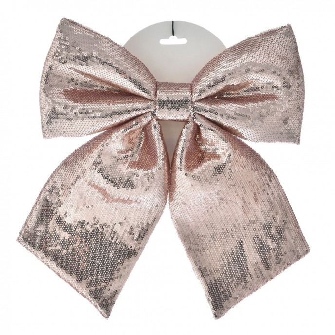  ROSE GOLD FABRIC RIBBON 30X32CM WITH TINSEL 