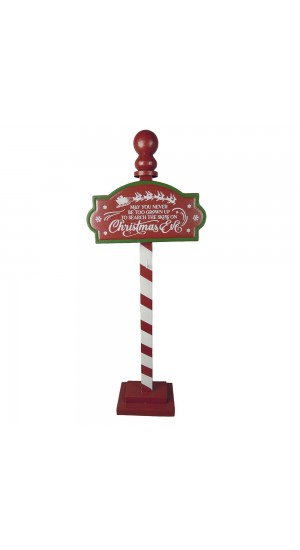  XMAS RED METAL SIGN ON A POLE 34X13X89CM