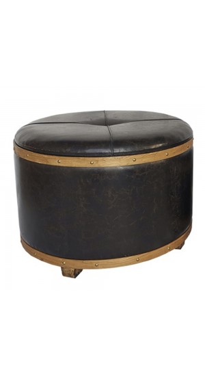  BROWN ARTIFICIAL LEATHER STOOL D 60X42 CM WITH WOODEN FRAME