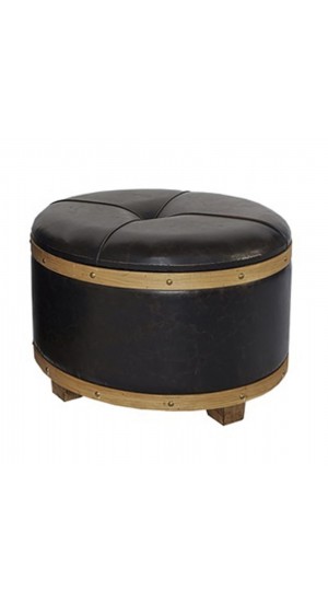  BROWN ARTIFICIAL LEATHER STOOL D48X36 CM WITH WOODEN FRAME
