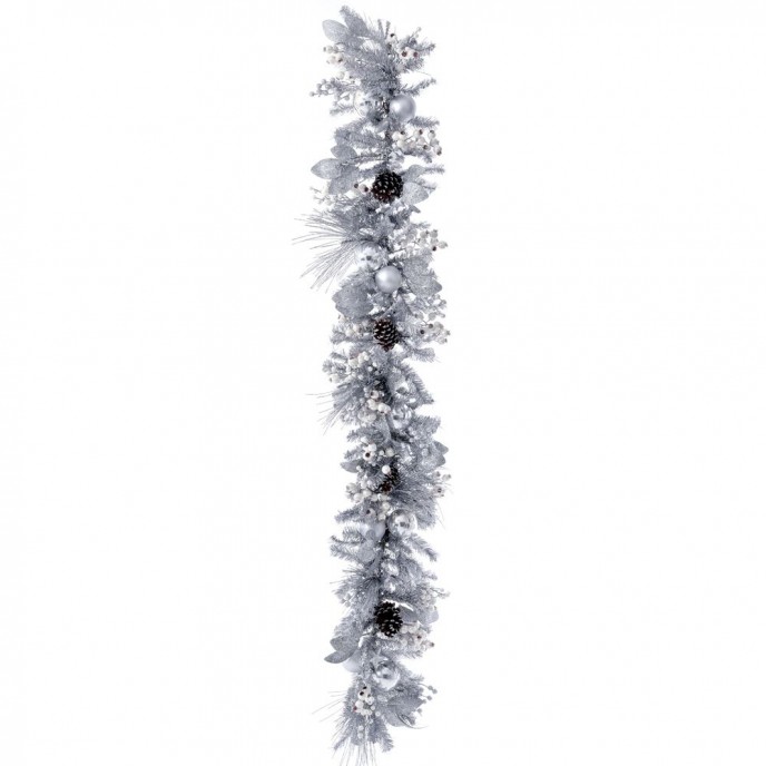  GARLAND 180CM WITH SILVER BAUBLES 