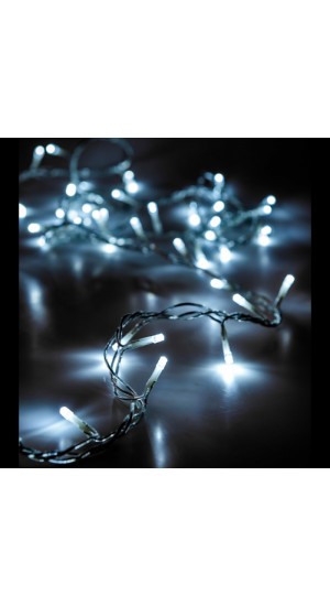  100LED STRING LIGHTS CLEAR ICE WHITE 5M 8FUNCTIONS OUTDOOR