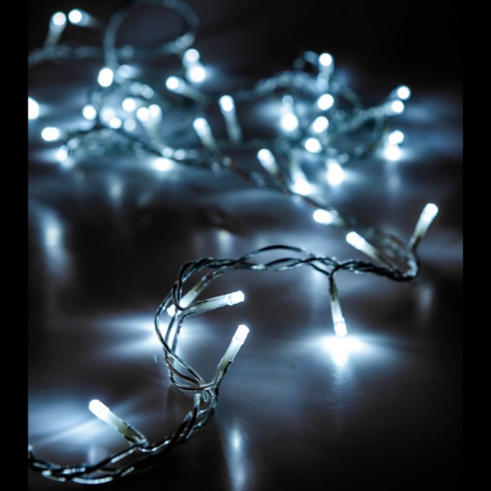  100LED STRING LIGHTS CLEAR ICE WHITE 5M 8FUNCTIONS OUTDOOR 