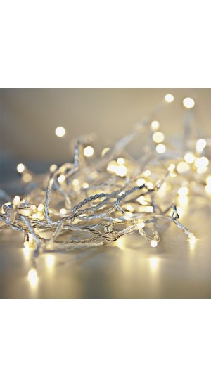  100LED STRING LIGHTS CLEAR WHITE 5M 8FUNCTIONS OUTDOOR