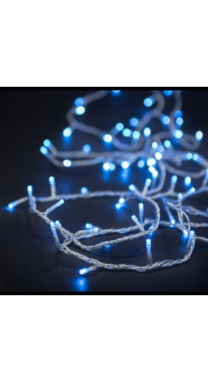  100LED STRING LIGHTS CLEAR BLUE 5M 8FUNCTIONS OUTDOOR