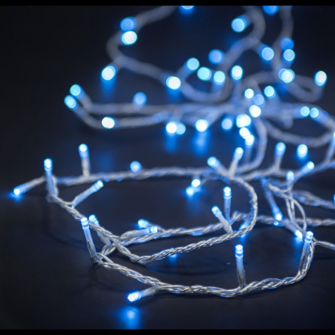  100LED STRING LIGHTS CLEAR BLUE 5M 8FUNCTIONS OUTDOOR 