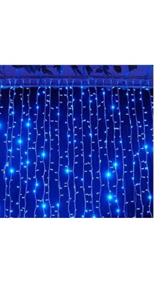  200LED ICICLE CURTAIN LIGHTS CLEAR BLUE 2X1M CONNECTABLE OUTDOOR