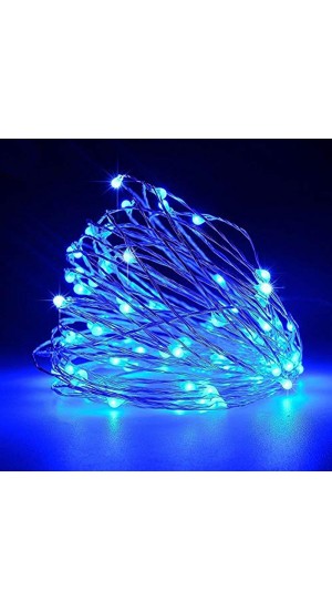  50LED BATTERY COPPER WIRE STRING LIGHT SILVER BLUE STEADY 2.5M