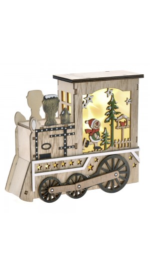  XMAS WOODEN TRAIN WITH LED LIGHTS 2 STYLES 17X5X15CM