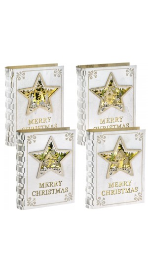  XMAS WOODEN DECORATION BOOK WITH LED LIGHTS 4 STYLES 17,5X4,5X22,5CM