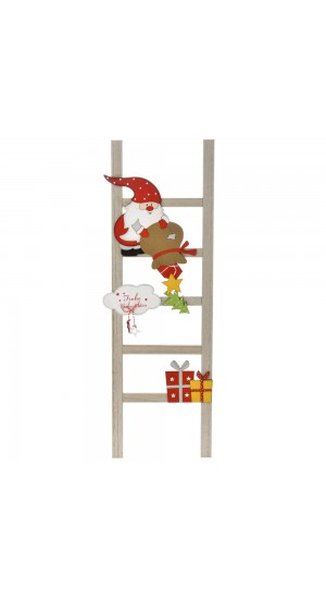  XMAS WOODEN LADDER WITH SANTA GIFTS 22.5X1.5X60CM