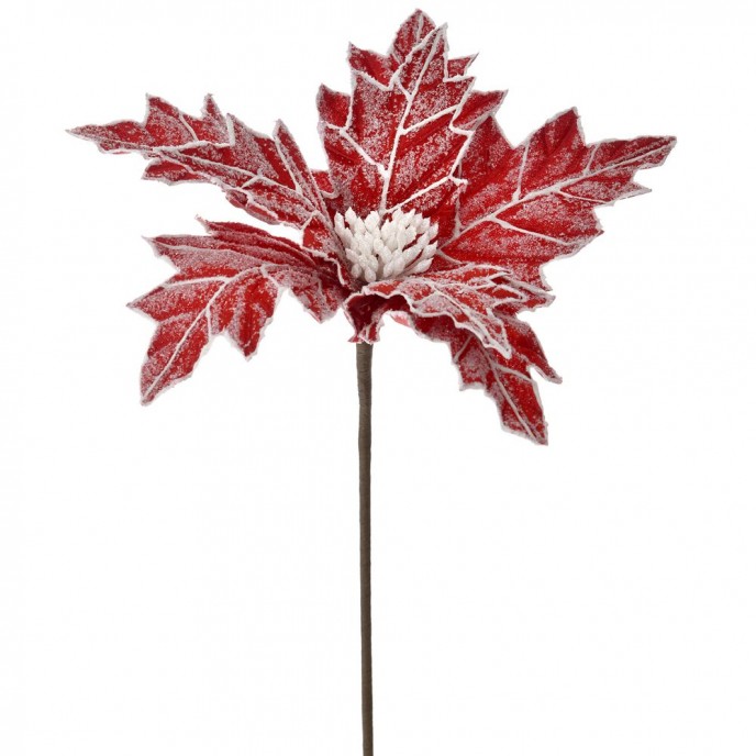  POINSETTIA RED FROSTED STEM 30X65CM 