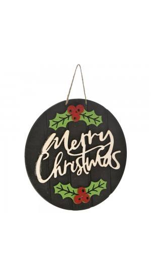  BLACK WOODEN SIGN MERRY CHRISTMAS 20CM