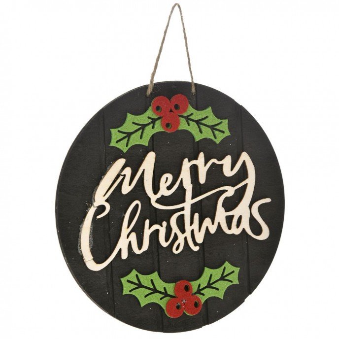  BLACK WOODEN SIGN MERRY CHRISTMAS 20CM 