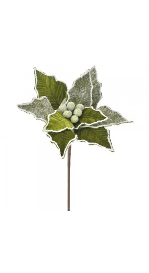  POINSETTIA GREEN FROSTED STEM 25X65CM