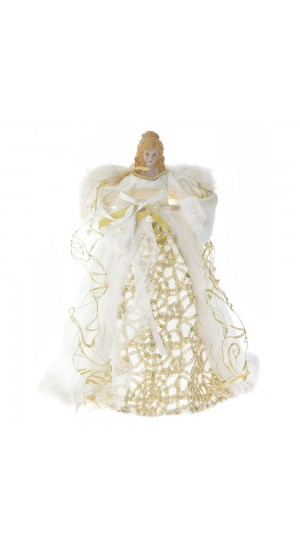  XMAS IVORY AND GOLD ANGEL TREE TOPPER 45CM
