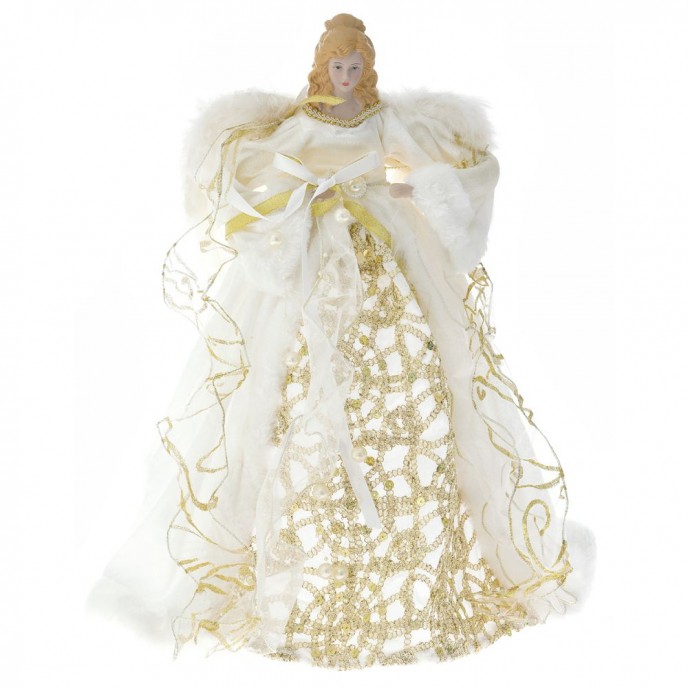  XMAS IVORY AND GOLD ANGEL TREE TOPPER 45CM 