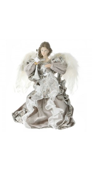  XMAS IVORY AND CHAMPAGNE FLYING ANGEL ORNAMENT 30CM