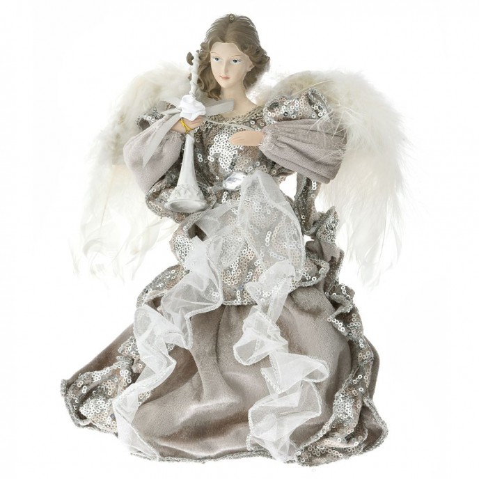  XMAS IVORY AND CHAMPAGNE FLYING ANGEL ORNAMENT 30CM 