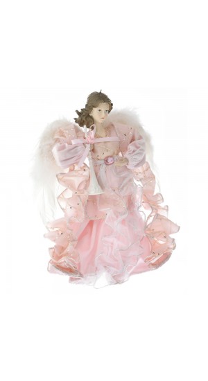  XMAS IVORY AND PINK FLYING ANGEL ORNAMENT 30CM