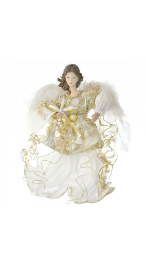  XMAS IVORY AND GOLD FLYING ANGEL ORNAMENT 30CM
