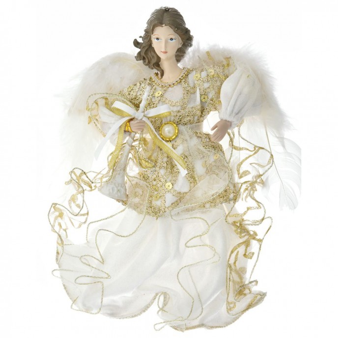  XMAS IVORY AND GOLD FLYING ANGEL ORNAMENT 30CM 
