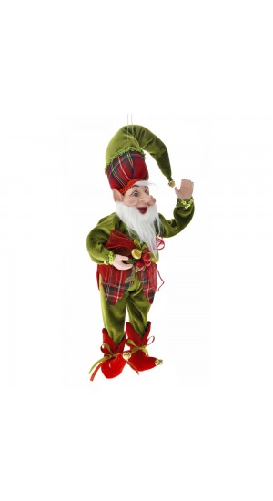  GREEN AND RED CHRISTMAS ELF 40CM