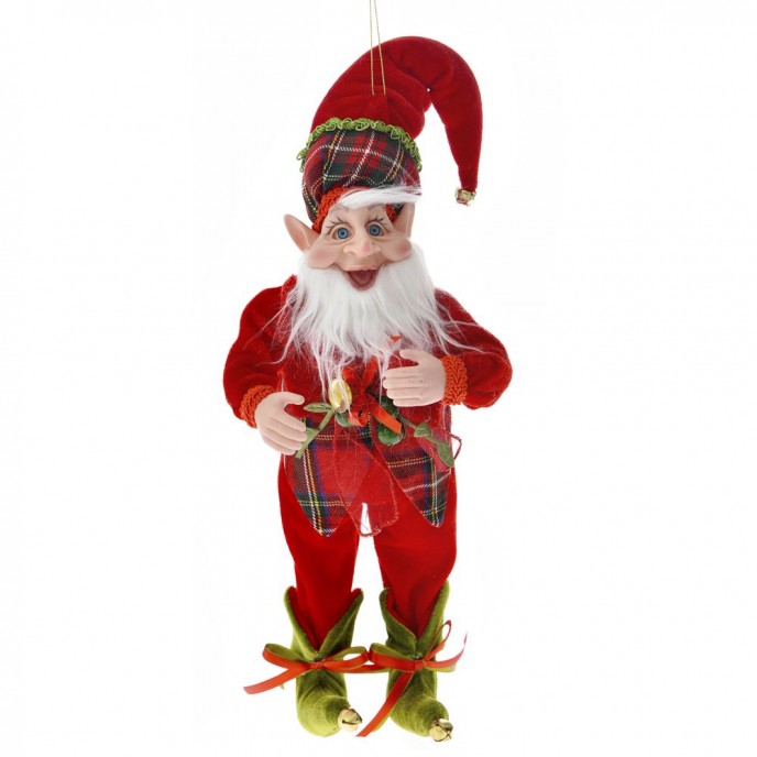  RED AND GREEN CHRISTMAS ELF 40CM 