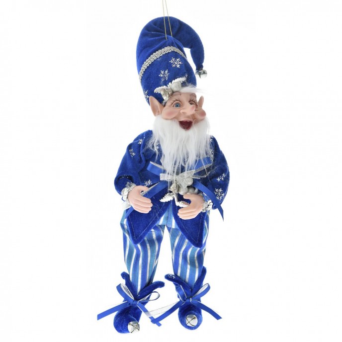  BLUE AND SILVER CHRISTMAS ELF 40CM 