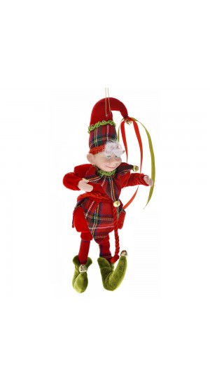  RED AND GREEN CHRISTMAS ELF 30CM