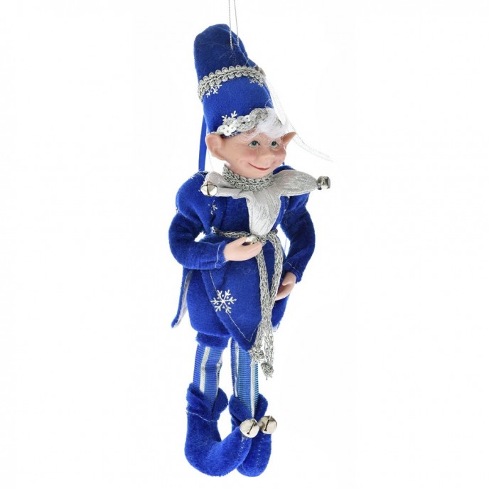  BLUE AND SILVER CHRISTMAS ELF 30CM 