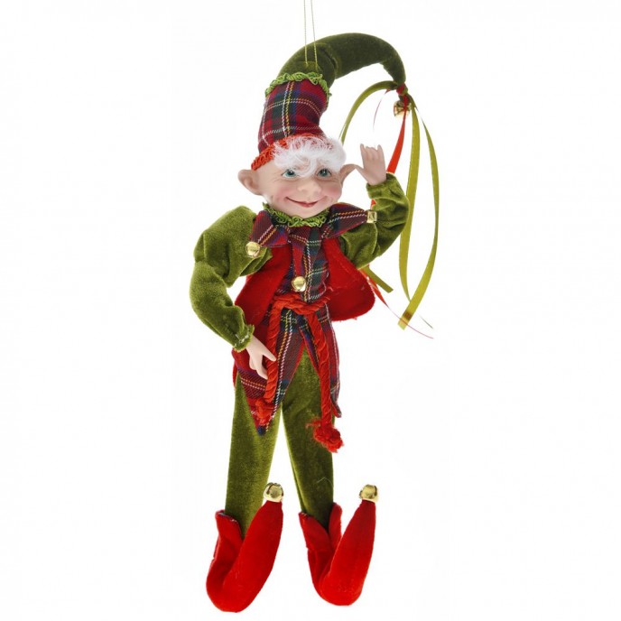  GREEN AND RED CHRISTMAS ELF 40CM 