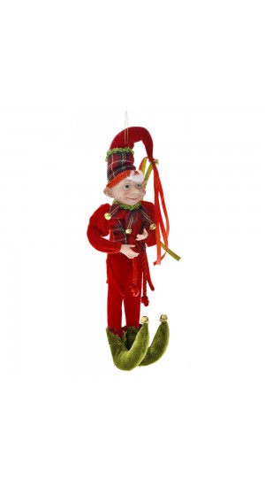  RED AND GREEN CHRISTMAS ELF 40CM