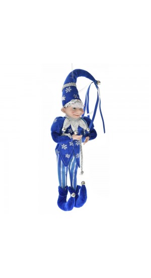  BLUE AND SILVER CHRISTMAS ELF 40CM
