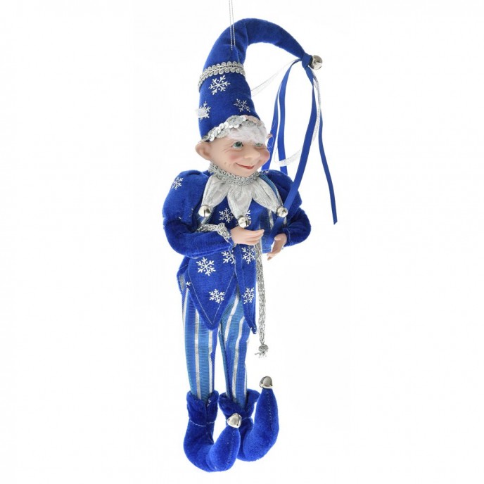  BLUE AND SILVER CHRISTMAS ELF 40CM 