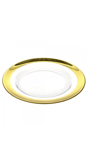  CLEAR GLASS WITH GOLD RIM D27CM