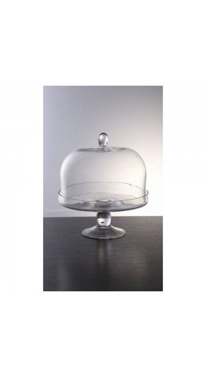  GLASS CAKE STAND WITH DOME COVER 25X25CM