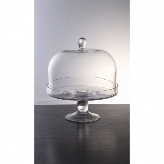  GLASS CAKE STAND WITH DOME COVER 25X25CM 