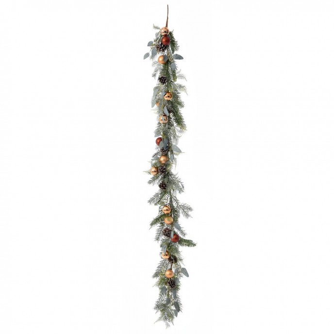  CHRISTMAS FIR GARLAND WITH COOPER BAUBLES 180CM 