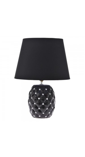  BLACK CERAMIC TABLE LAMP WITH PEARL BEADS D28X36CM