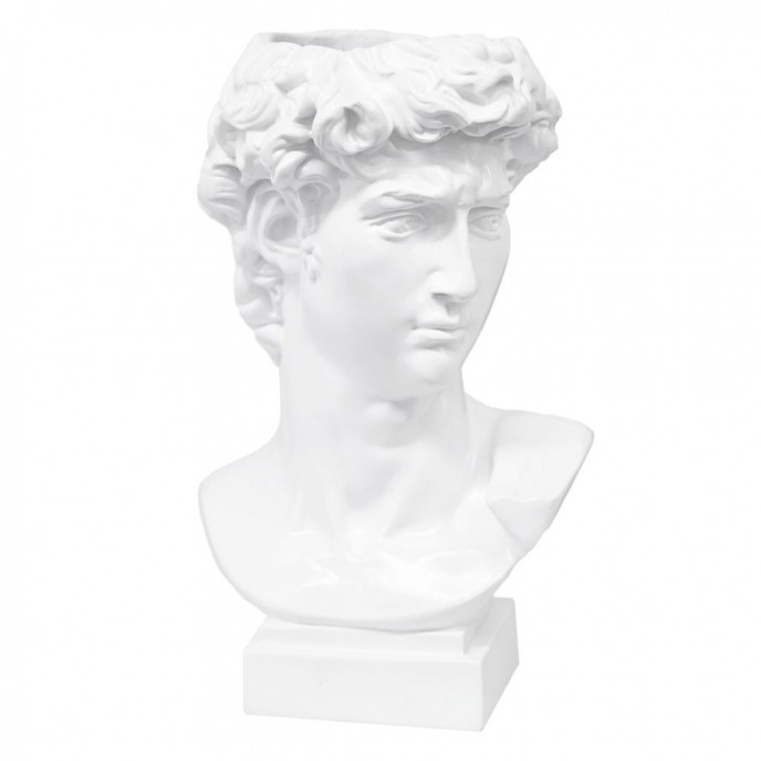  WHITE POLYRESIN ANCIENT MAN HEAD PLANTER 17X17X28 CM Figures – Sculptures