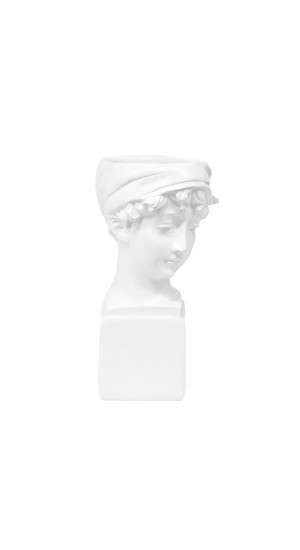  WHITE POLYRESIN ANCIENT WOMAN HEAD PLANTER 9x10x18CM