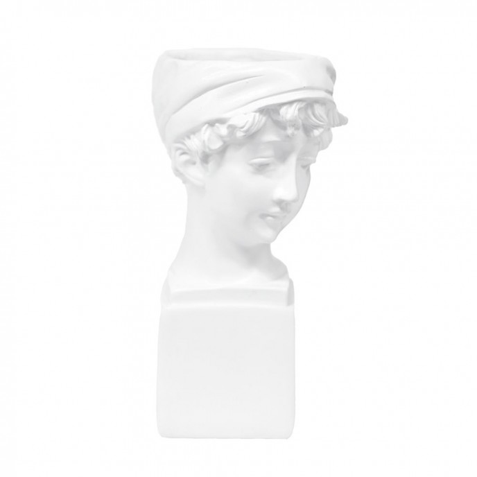  WHITE POLYRESIN ANCIENT WOMAN HEAD PLANTER 9X9X15 CM Figures – Sculptures
